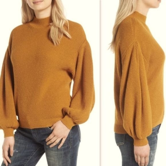 Leith Sweaters - Leith Blouson Sleeve Sweater Mustard Small